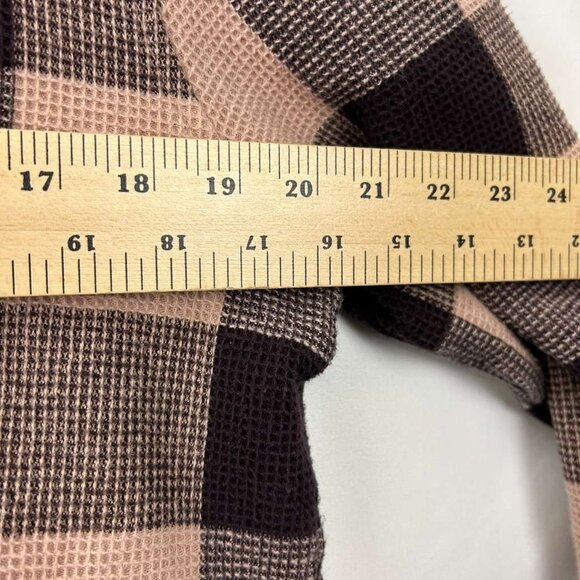 Madewell Women's Medium Waffle Half-Zip Popover Pink Plaid Long Sleeve Shirt - Picture 5 of 16